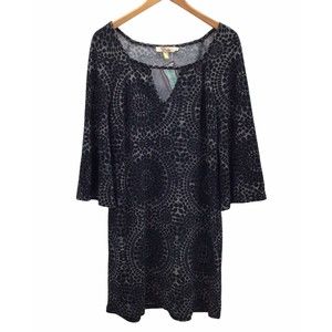 Aryeh Womens Knee Length Dress Size XL Extra Large Black Gray Boho Geometric